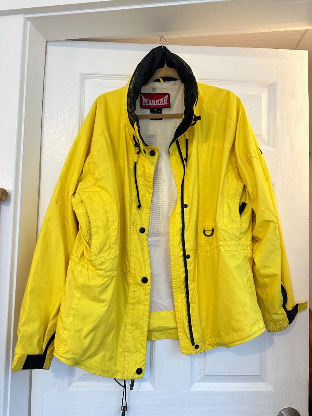 Marker Ski Jacket Sz 12 Women Yellow Celtech Nylon Zip Stow Hood